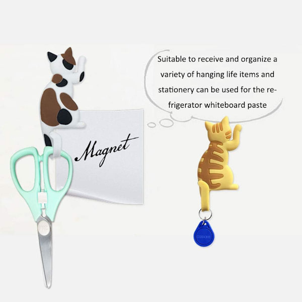 Kjøleskapsmagneter, PVC-magnet, kattemagnetiske nøkkelkroker, leketøykjøkkendekor kjøleskapskatt julegavepynt for kvinner (fargerik)
