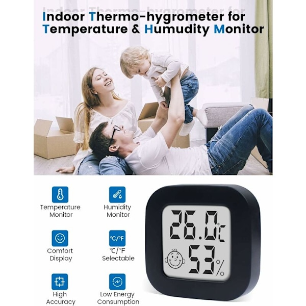 Mini termometer Digital Hygrometer med hög precision, temperaturmätare och fuktighetsmätare, termo-hygrometerindikator för komfortnivån