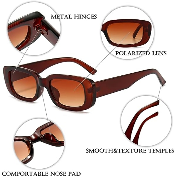 Leopard Frame Tea-Long Keeper rektangulære solbriller UV385 Protec