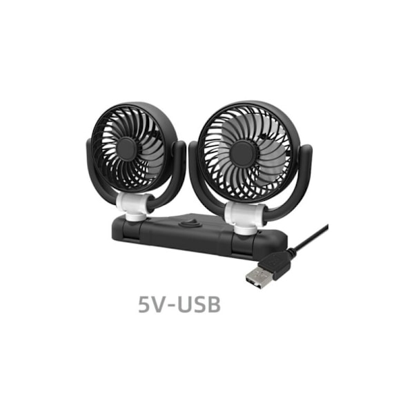 5V Kaksipäinen Autotuuletin, 360° Kääntyvä USB Autotuuletin, Autotuuletin, Ajoneuvotuuletin, Hiljaiset Jäähdytystuulettimet, Kuorma-autoon, Pakettiautoon, Maastoautoon, Matkailuautoon