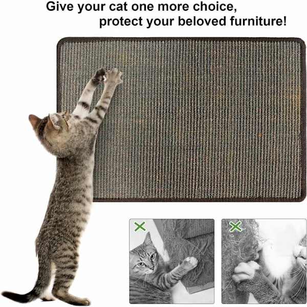 Chat - Sisal, slitstark, halkfri kattmatta, lämplig för golvvärme, klounderhåll, sisalmatta för vägg och golv (slumpmässig färg) 40 x 60 c