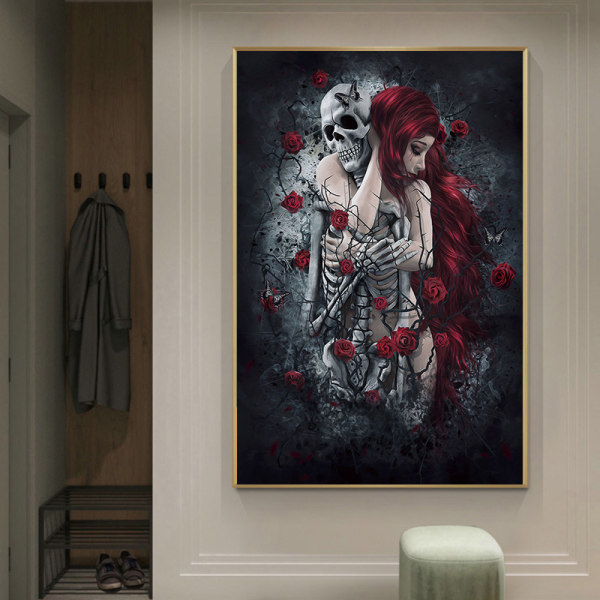 Skeleton Girl Hjem Baggrund Vægdekoration Rammeløst lærred maleri