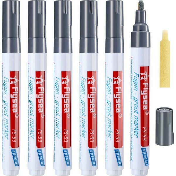 6 stk. Pencils blyantpen af Pen Restorer af Wall Coulis Repair Marker Pen af coulis filler til restaurering af vægfliser badeværelsesgulv (grå fonc
