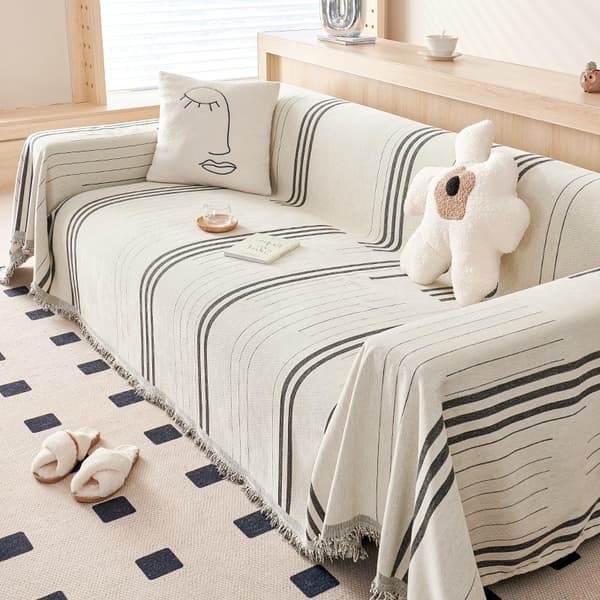 Chenille Grå Sofaovertræk Fiskebensmønster 3 Puder Blød Sofaovertræk Sofatæppe Multifunktionelt Sofa Beskyttelsesovertræk til Hunde og Kæledyr, 180*180cm