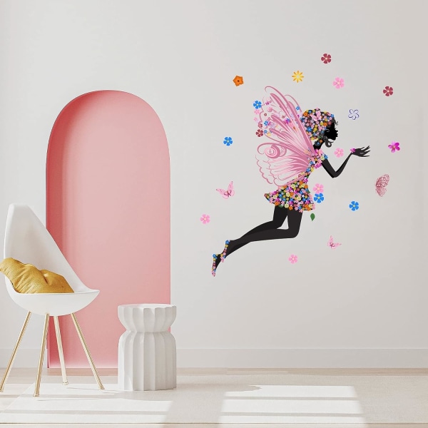 Butterfly Girl -seinätarrat, vaaleanpunaiset Butterfly Girl -seinätarrat, Fa