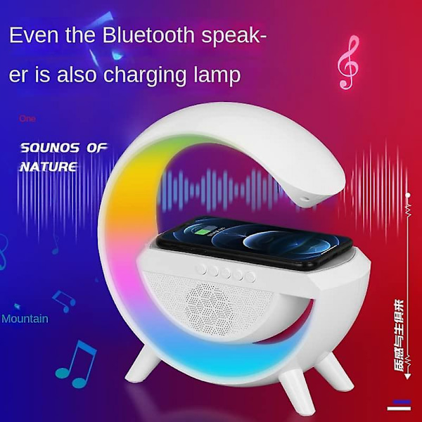 Trådløs lader Ambient Light Bluetooth-høyttaler Trådløs lader Sengelampe med trådløs lading Fargeskiftende bordlampe