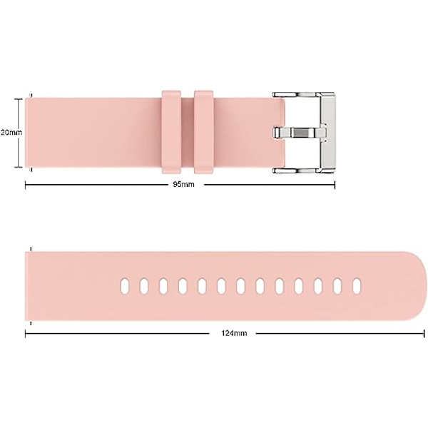 Grønn + Rosa - 20mm Smartwatch-reim for erstatning, hudvennlig silikon med hurtigutløsing, Smartwatch-reim