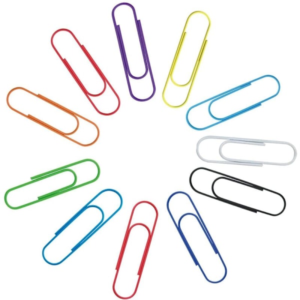 40-pack 100 mm extra stora gem - 8 färger, 5 st per färg, söta mångfärgade gem för papper, branding, kontorsmaterial och tillbehör