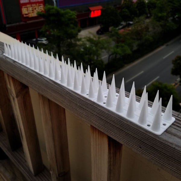 Sæt med 2 anti-fugle i plastik, due, egern, vaskebjørn, kat. Nem installation. Anti-fugle til brug for balkon, gårdhave, udendørs tag (hvid, 45