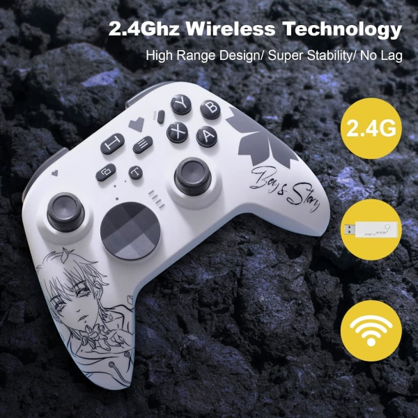 Grå-trådløs kontroller, trådløs spillkontroller kompatibel med vit