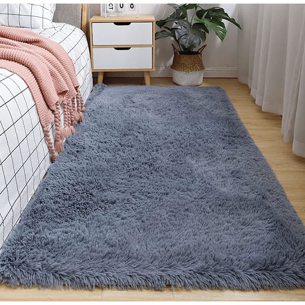 Mattor för vardagsrum, fluffig och supersoft för sovrum, barnrum, stor plysch golvmatta för heminredning (grå 40 x 60 cm)