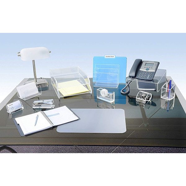 Gennemsigtig visitkortholder, 3-pak plastik akryl visitkortholder display stand kortholder standarrangør til skrivebord 103*43mm