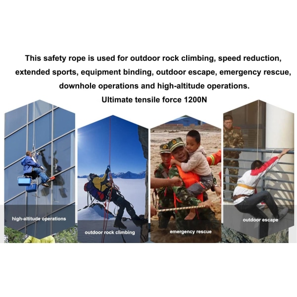 Statisk Säkerhetsklätterrep 10mm 20 Meter Klätterrep, Brandräddningsfallskärmsrep, Flyktrep, Rappelrep