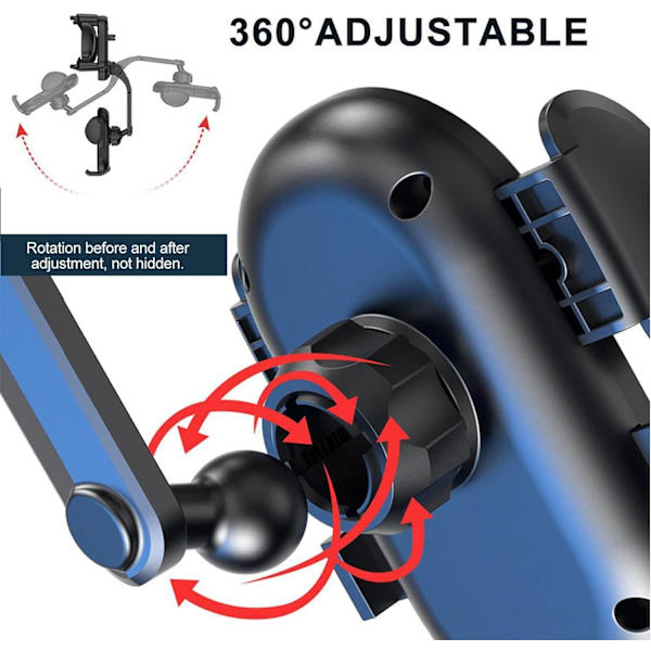 Mobiltelefonholder for bil 360 graders roterende holder