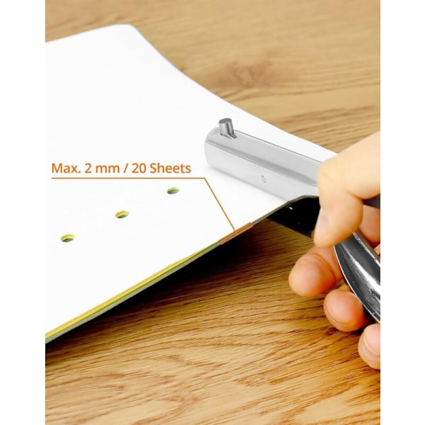 Enkelt 6 mm unik hul perforator - Robust perforator til papir, kort og PVC, med perforeringskapacitet op til 2 mm (20 ark)