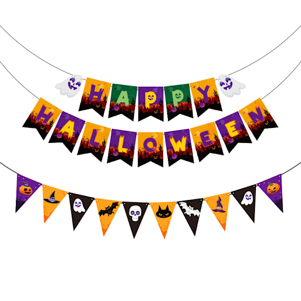 2 stk Halloween pull flagg dekorasjon kreativ hengende