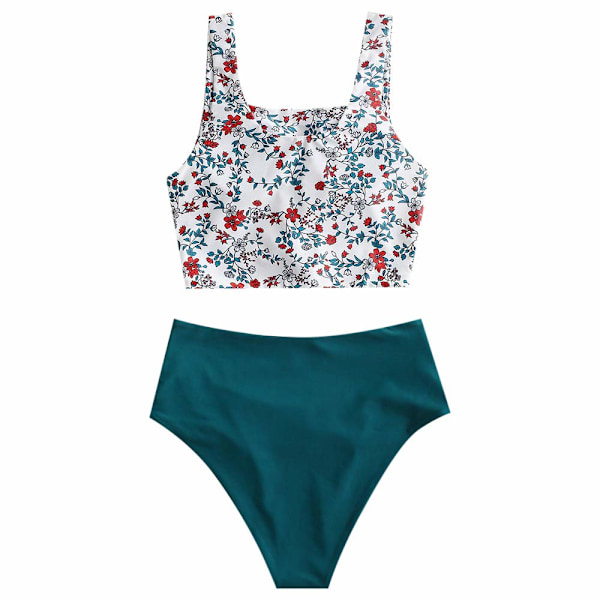 Kvinnors Scoop Bikini Set Ruffled Hög Midja S
