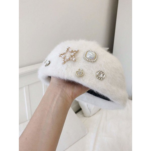 Pels plys baret dame maler hat vindafvisende førerens hat voksen koldt vejr hue varm hovedbeklædning dame maler hat udendørs shopping one size