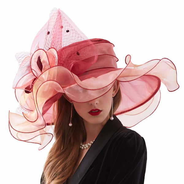 Kentucky Derby Hat til kvinder i organza - to måder at bære den på, hatblomsten kan bruges som hovedbeklædning