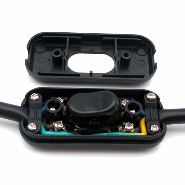 Sort - 1 stk. 6A 250V dobbeltpolet afbryder blød ledning lysafbryder.