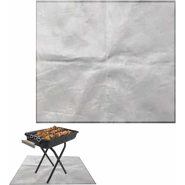 100 cm (grå) brandsäker grillmatta, eldstadsmatta för terrass, vattentät värmebeständig golvskyddsmatta för höga temperaturer