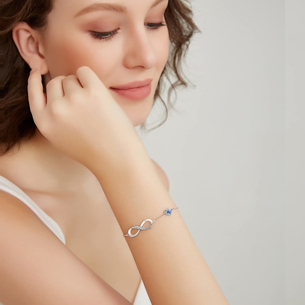 Evigt alfabet 8 armband med On-Pop-element, sterlingsilver 925, för kvinnor (blå)