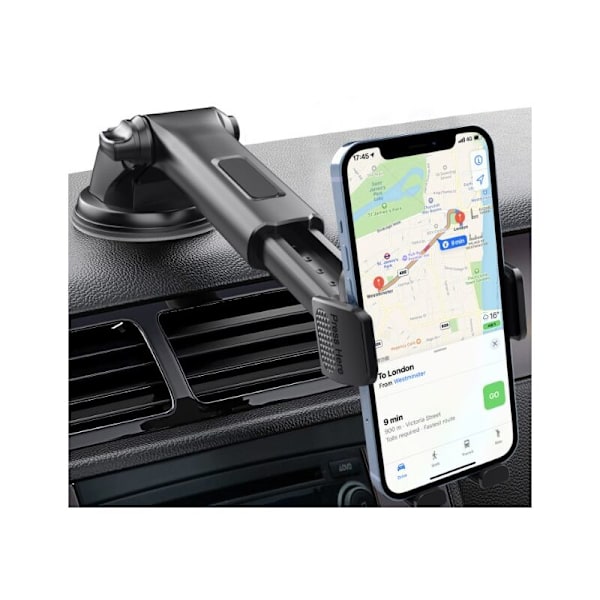 Biltelefonholder, 360° rotation & enhåndsbetjening, forrudeholder til bil (4-7\" smartphone)