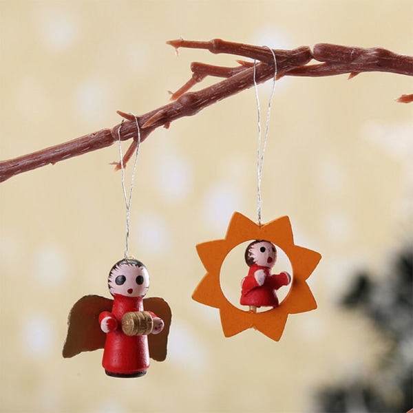 Miniatyr julgransprydnader i harts, set med 48 - Rustika juldekorationer - Små miniatyr julgransprydnader - Tomte, snögubbe, pepparkaksgubbe, ängel