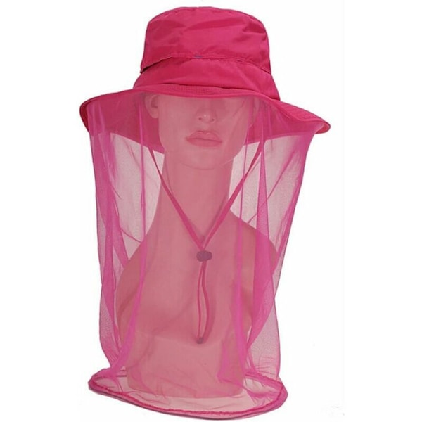 Rosa biodlarhatt med ansiktsskydd, extern bi-slöja i mesh, torkande hatt för män och kvinnor, anti-UV hatt L (58-60cm)