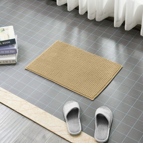 Ekstra absorberende badematte maskinvaskbar chenille mikrofiber dusjmatte (40×60cm, Beige)