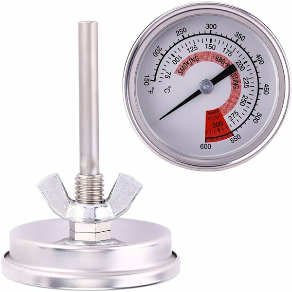 1 stk. steketermometer i rustfritt stål, matlagingstermometer og kjøkken, pizzaovnstermometer, grilltermometer for BBQ, grill, pizzaovner, me
