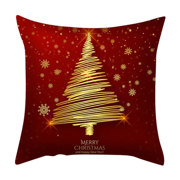 Set med 4 röda broderade Merry Christmas-kuddfodral 18\" x 18\" Xmas soffkuddfodral
