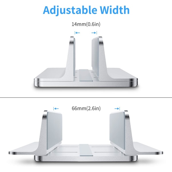 Sølv - Bærbar computerstand, justerbart aluminiumsstativ til MacBook Pro/Air, iPad, HP, Lenovo, tablets og andre bærbare computere - 1 stk