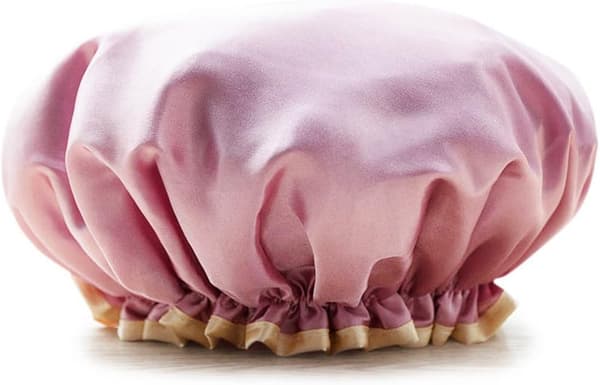 2 Lyxiga Vattentäta Duschmössor Dam Cute Elastisk Återanvändbar Salong Hattskydd (Rosa + Guld)