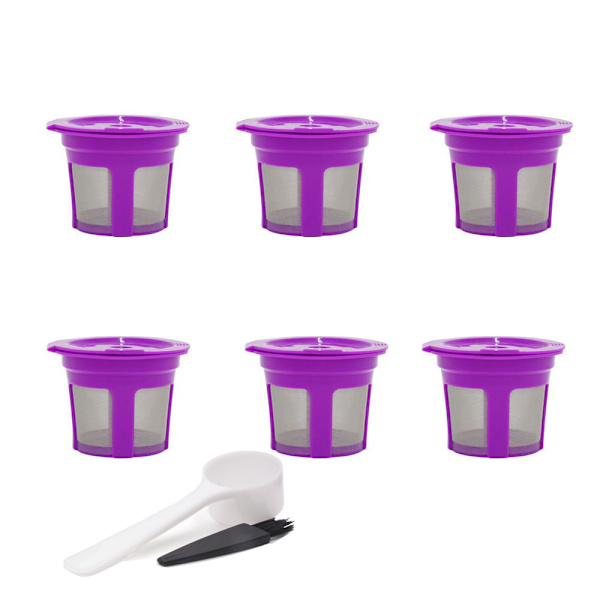 Påfyllningsbart och återanvändbart kaffefilter, kompatibelt med Keurig 2.0 K200, K300, K400, K500, K600-serien kaffebryggare (6-pack)