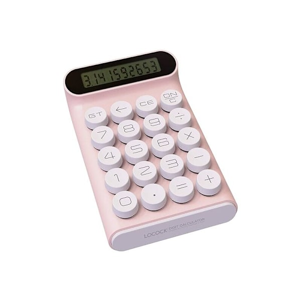 Mekanisk lommeregner, bærbar til daglig brug og basiskontor, (pink)