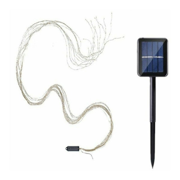Solenergi lyslenke, 10 tråder 100 LED, vanntett, dekorativ, gyllen kobbertråd, for hage, juletre