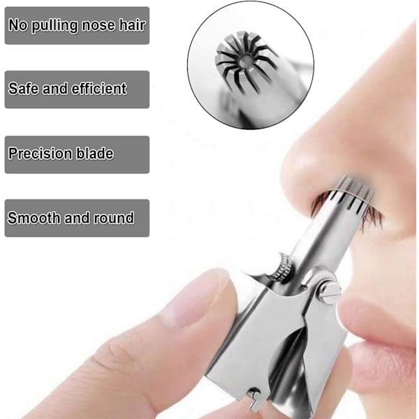 Næsehårstrimmer, manuel næse- og ørehårstrimmer, bærbar håndholdt næsehårstrimmer i rustfrit stål, vaskbar, smertefri ørehårstrimmer, næsetrimmer (ingen