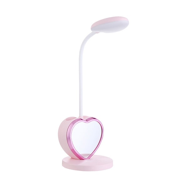 Uppladdningsbar LED-skrivbordslampa för flickor, USB-port och pennhållare, variabel intensitet