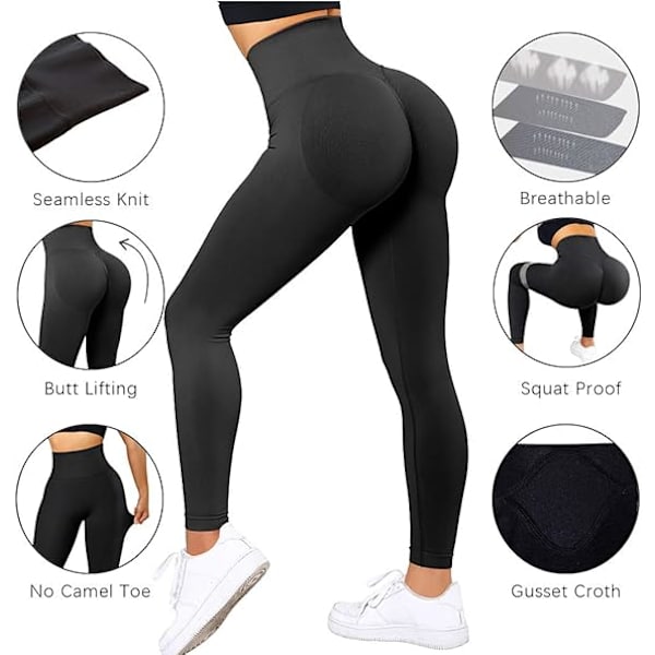 Kvinners strammende rumpe løftende sømløse leggings høy midje fitness yoga bukser