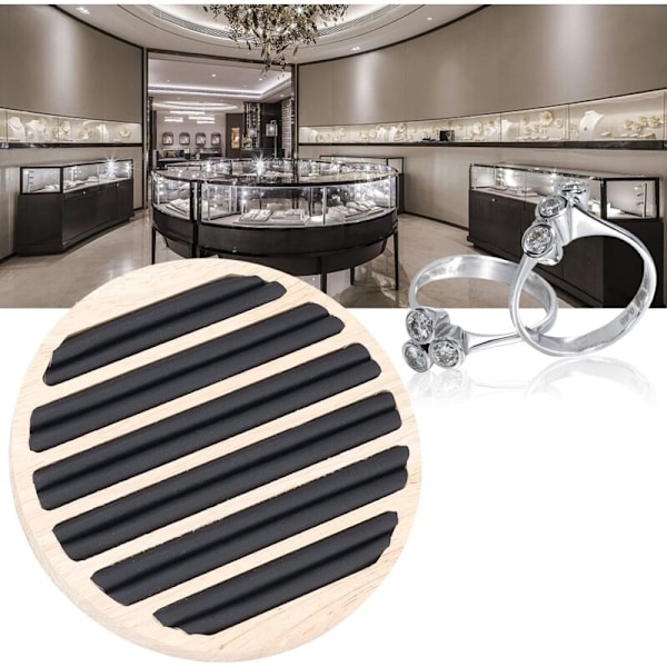 Træ smykke præsentationsbakke, 6 rum Ring Ørering Display Støtte Opbevaring i Sort Læder Indsats Bijoux Bijoux Organizer Detalje salg af dis