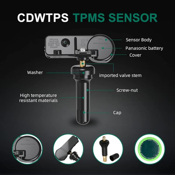Däcktrycksensor, 315MHZ Däcktrycksövervakningssystem (TPMS) Sensorersättning för Buick GMC Chevrolet Cadillac