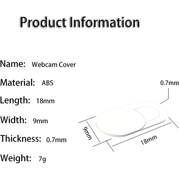 Webcam-dæksel (hvid) [8 stk.], ultratynd webcam-dæksel til bærbare computere, smartphones, tablets, beskyt dit privatliv