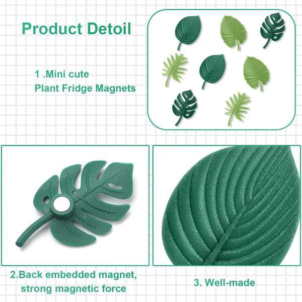 8 stk (4 stiler) Plante kjøleskapsmagnet, estetisk dekorativ kjøleskapsmagnet kraftig mini søt liten tropisk kjøleskapsmagneter Monstera planter dekor for Ho