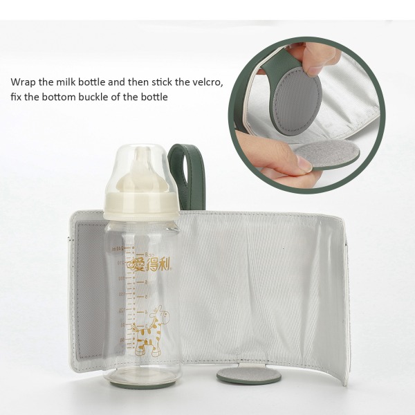 3 lämpötilasäädettävä kannettava pullonlämmitin, kannettava automatkapullonlämmitin USB maidonlämmittimen pullonlämmitin (vihreä)