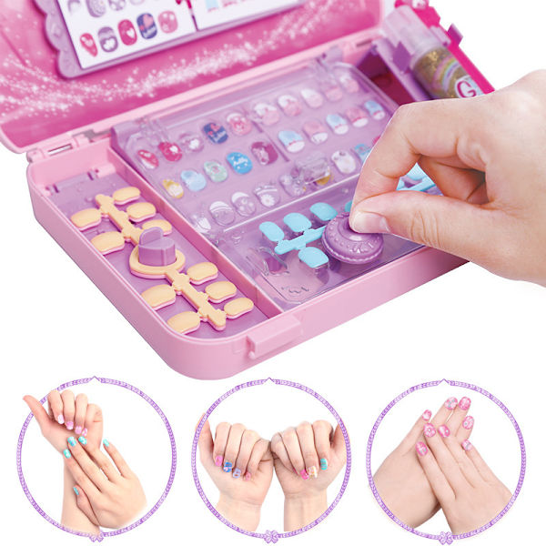 Nagelkonst Tote Bag Leksak Set Rosa Barn Naglar Patch Leksak Present