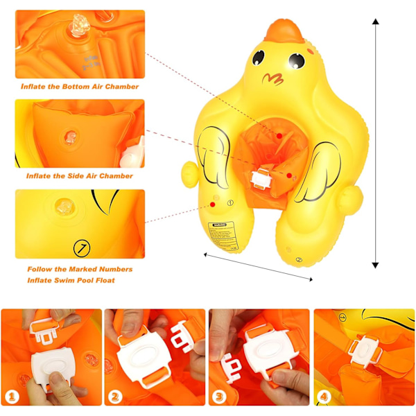 Baby svømmeflåd - Baby pool float med baldakin - Oppustelige baby pool floats - Baby oppustelig sæde svømmering - Baby svømmeflåd - Baby vand