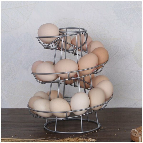 Eggfordeler Spiral Metall Oppbevaring Spiral Eggstativ Egg Eggstativ Kjøkken 24x20x20cm Svart