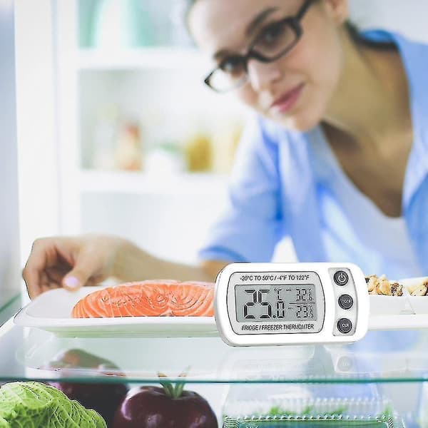 Køleskabs Termometer LCD Display Digital Vandafvisende Fryser Termometer Med Magnetisk Krog