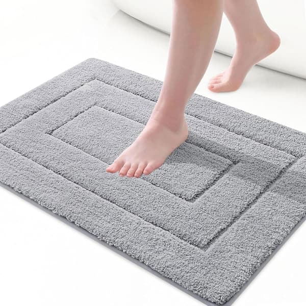 Romteppe, 24\" x 16\", Myk absorberende mikrofiber baderomsteppe, Grå